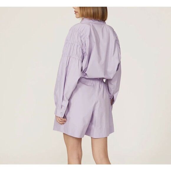 AKNVAS Womens Ketevan Romper Small S Purple Cotton USA Long-Sleeve Tie-Waist - Picture 3 of 15